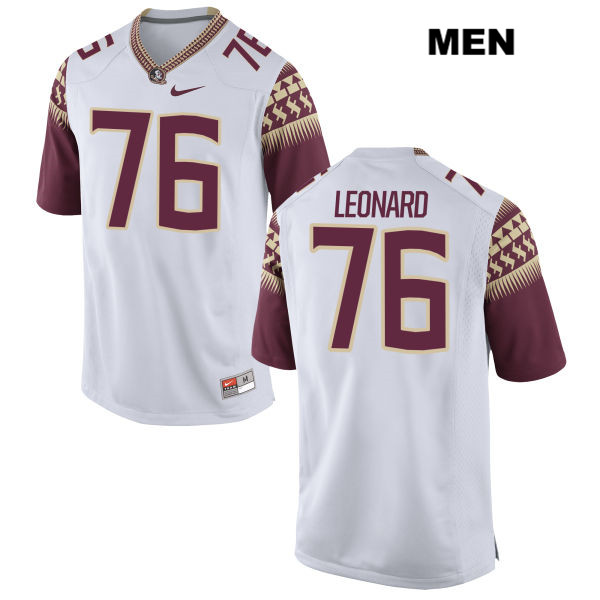 Men's NCAA Nike Florida State Seminoles #76 Rick Leonard College White Stitched Authentic Football Jersey HLQ4569CP